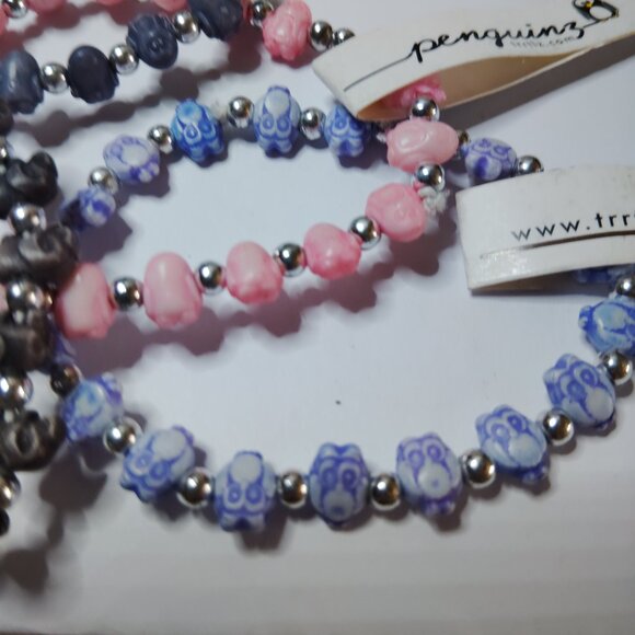 Set of 4 trrtlz Animal Bracelets – Owlz, Elephantz, Pink & Blue Penguinz - Picture 3 of 6